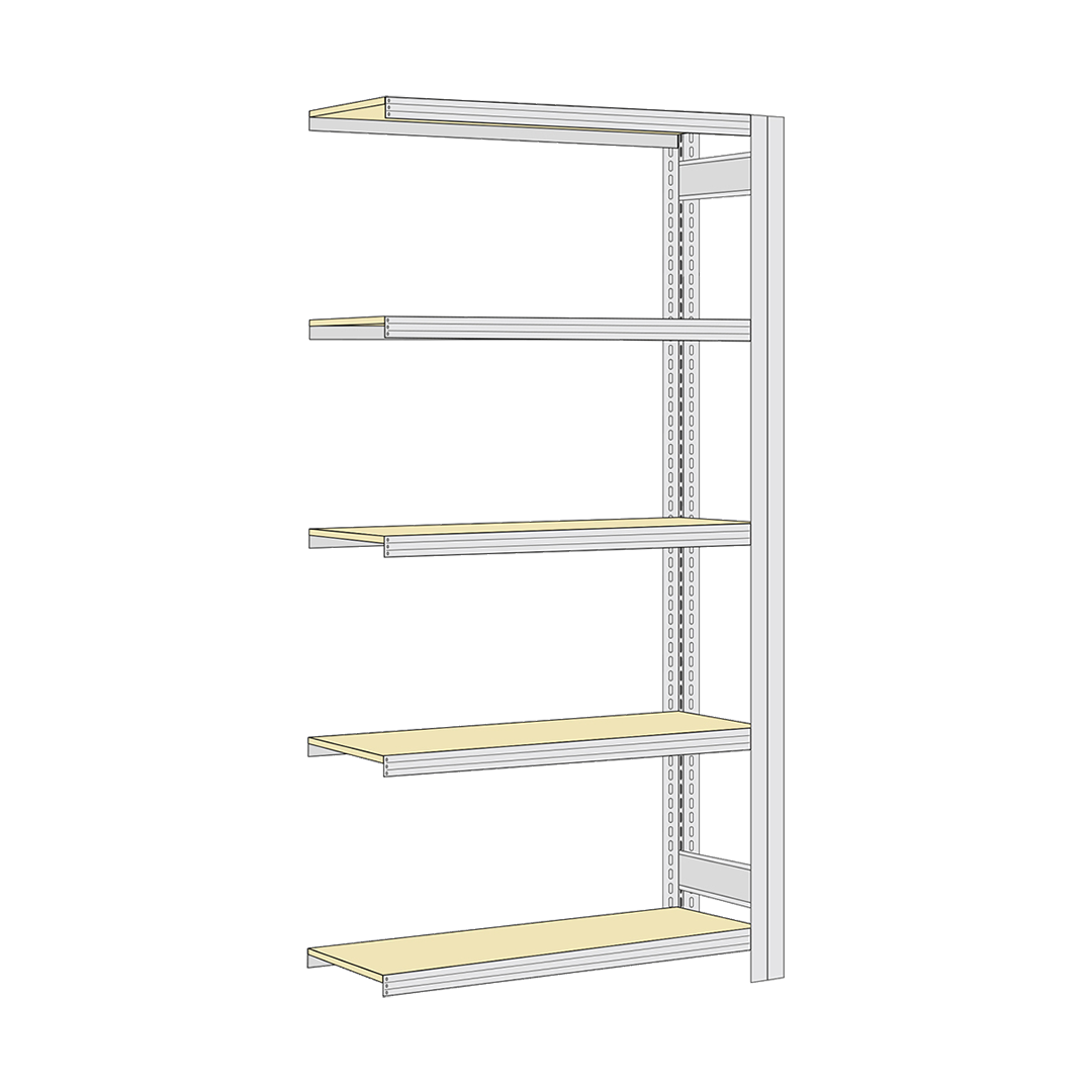 Fachbodenregal BERT - Breite: 128,5 cm - Tiefe: 50 cm - Höhe: 250 cm - 6 Böden - Anbauregal