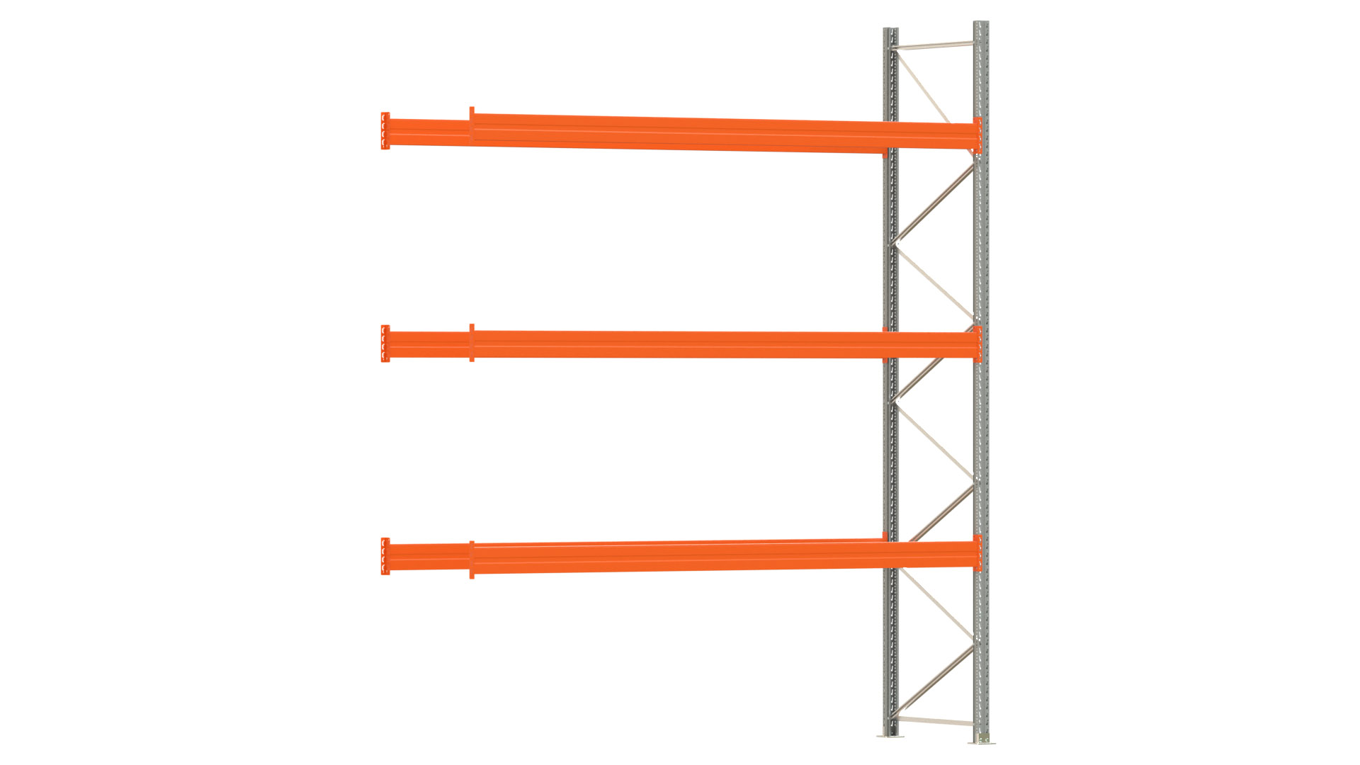 Palettenregal ARTUS - Anbaufeld - Breite 368,5 cm - Höhe 450 cm - Tiefe 110 cm - 3 Träger Ebenen