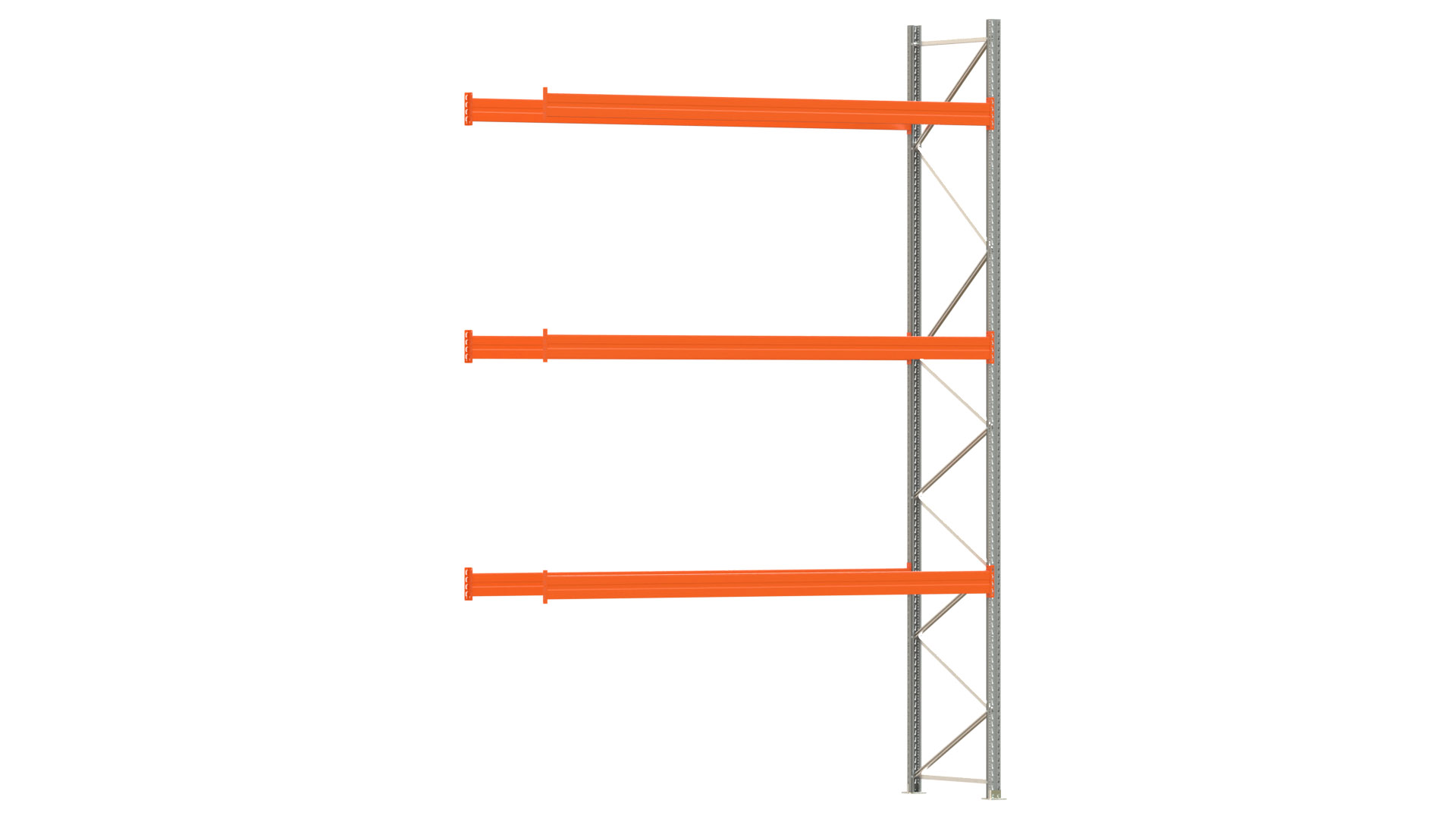 Palettenregal ARTUS - Anbaufeld - Breite 368,5 cm - Höhe 550 cm - Tiefe 110 cm - 3 Träger Ebenen