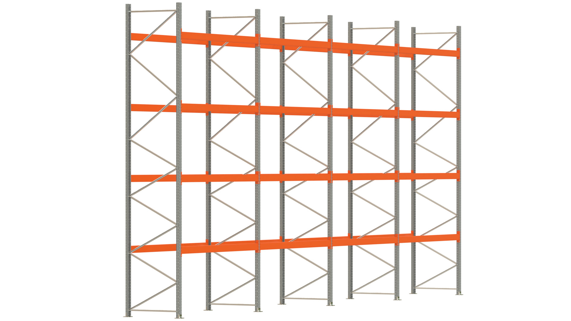 Palettenregal ARTUS - Breite 1122,5 cm - Höhe 550 cm - Tiefe 110 cm - max. Fachlast 3000 kg - 60 Palettenplätze