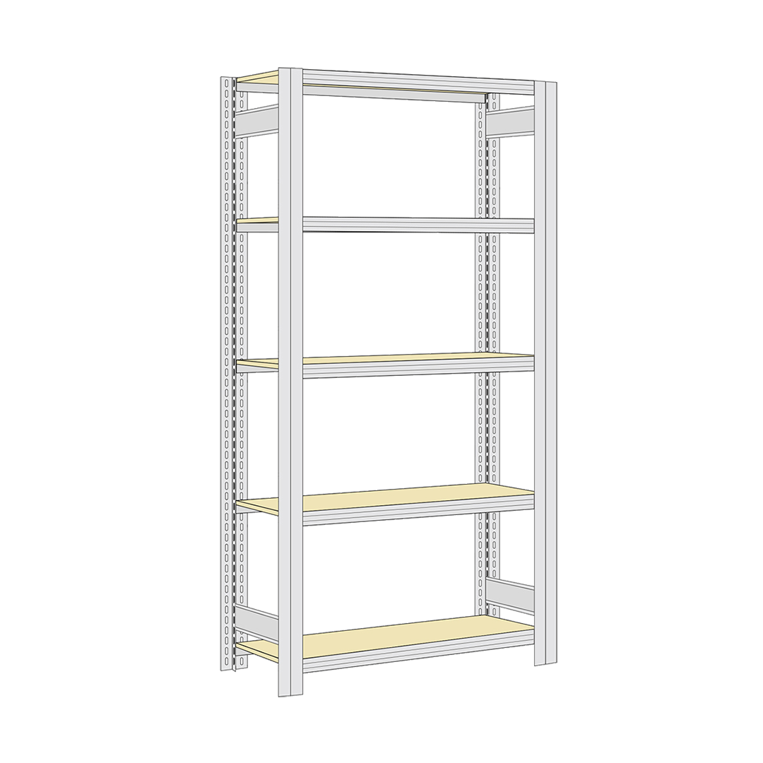 Fachbodenregal BERT - Breite: 128,5 cm - Tiefe: 30 cm - Höhe: 200 cm - 5 Böden - Grundregal