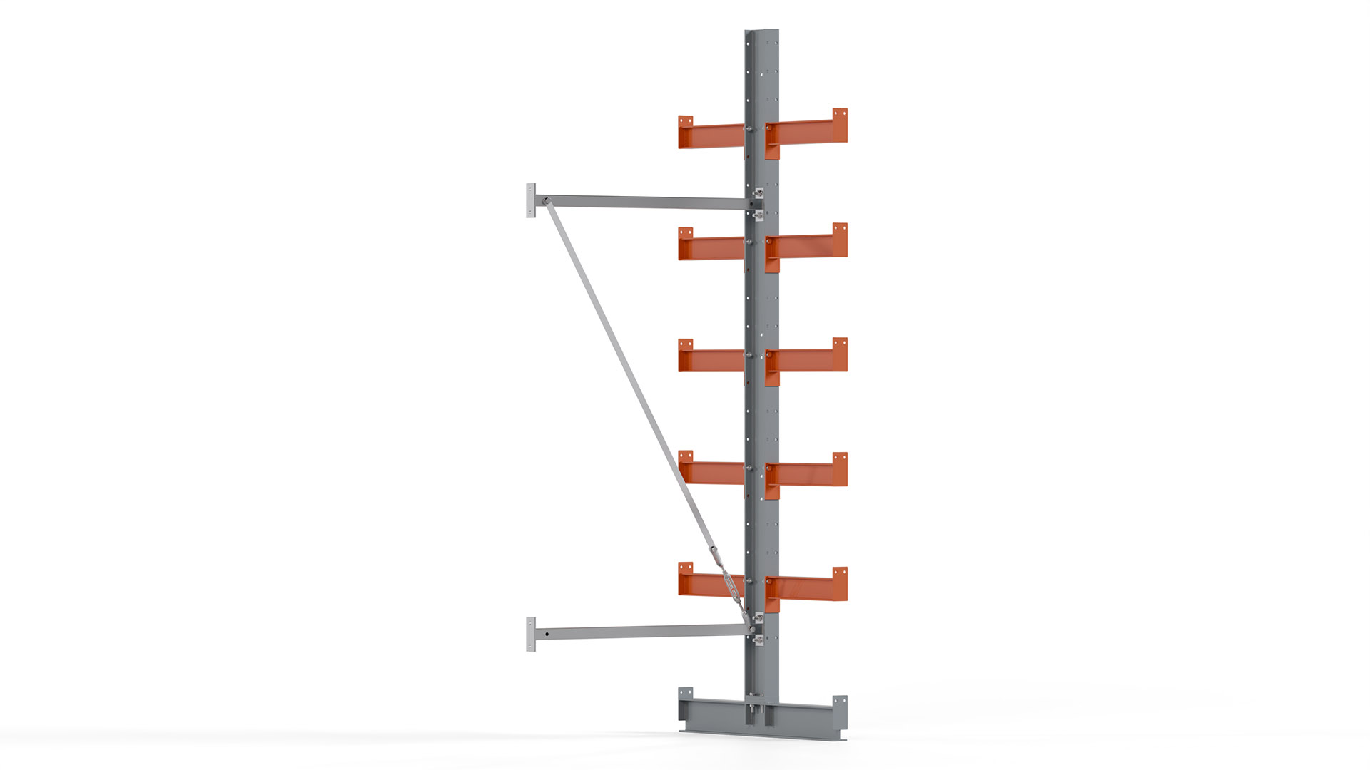 Kragarmregal KARL basic - Anbaufeld - Breite: 100 cm - Höhe: 250 cm - Tiefe: 92 cm - Traglast je Arm: 1100 kg - doppelseitig