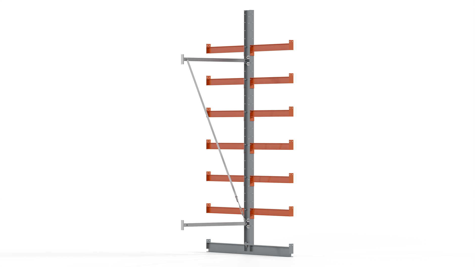 Kragarmregal KARL basic - Anbaufeld - Breite: 100 cm - Höhe: 300 cm - Tiefe: 172 cm - Traglast je Arm: 550 kg - doppelseitig