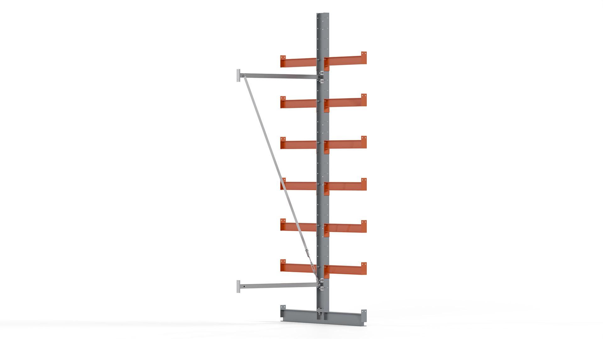 Kragarmregal KARL basic - Anbaufeld - Breite: 100 cm - Höhe: 300 cm - Tiefe: 132 cm - Traglast je Arm: 730 kg - doppelseitig