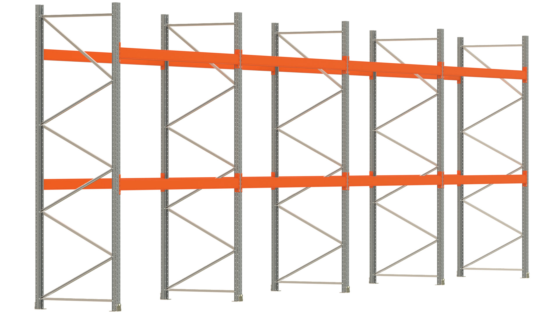 Palettenregal ARTUS - Breite 1122,5 cm - Höhe 350 cm - Tiefe 110 cm - 2 Träger-Ebenen - max. Fachlast 3000 kg - 36 Palettenstellplätze