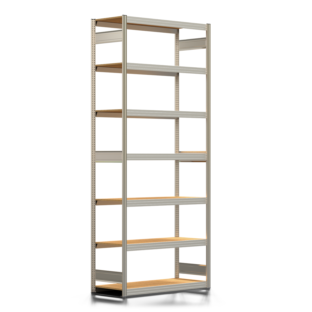 Fachbodenregal BERT - Breite: 128,5 cm - Tiefe: 50 cm - Höhe: 300 cm - 7 Böden - Grundregal