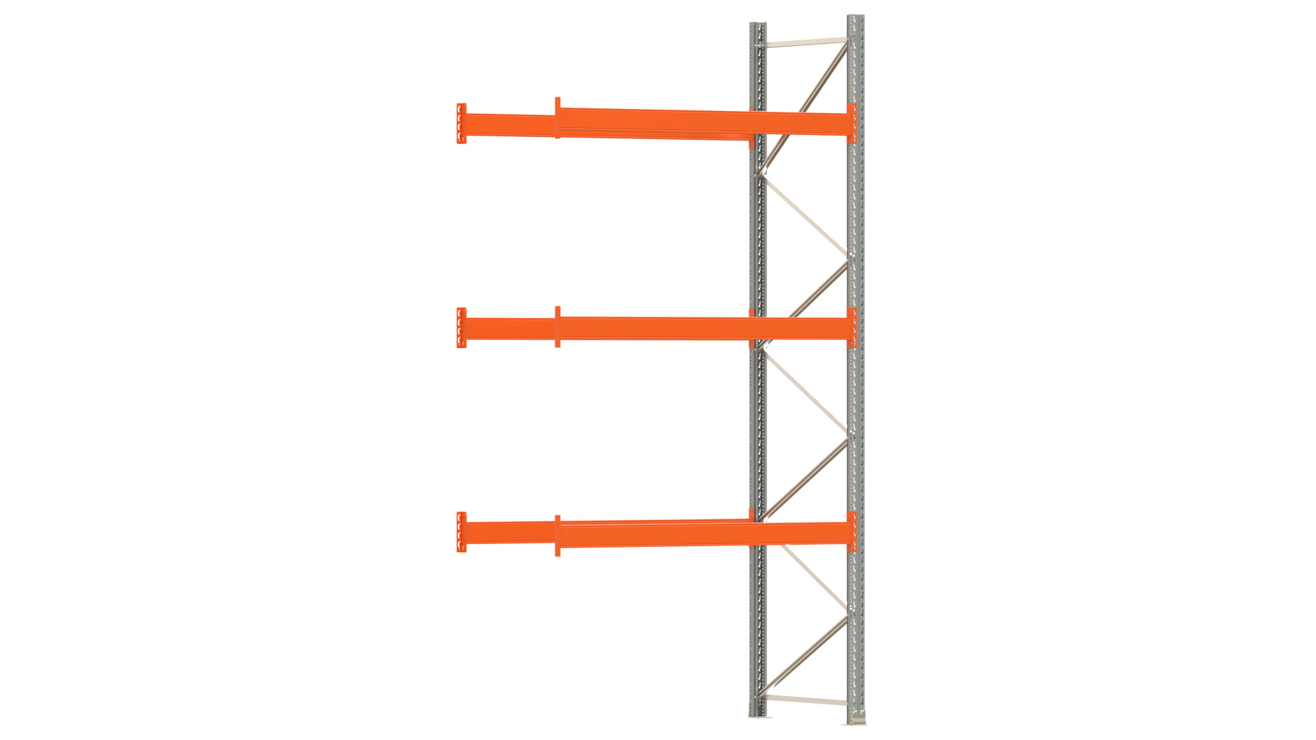 Palettenregal ARTUS - Anbaufeld - Breite 198,5 cm - Höhe 400 cm - Tiefe 110 cm - 3 Träger Ebenen