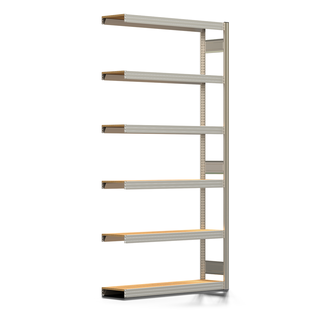 Fachbodenregal BERT - Breite: 128,5 cm - Tiefe: 30 cm - Höhe: 250 cm - 5 Böden - Anbauregal