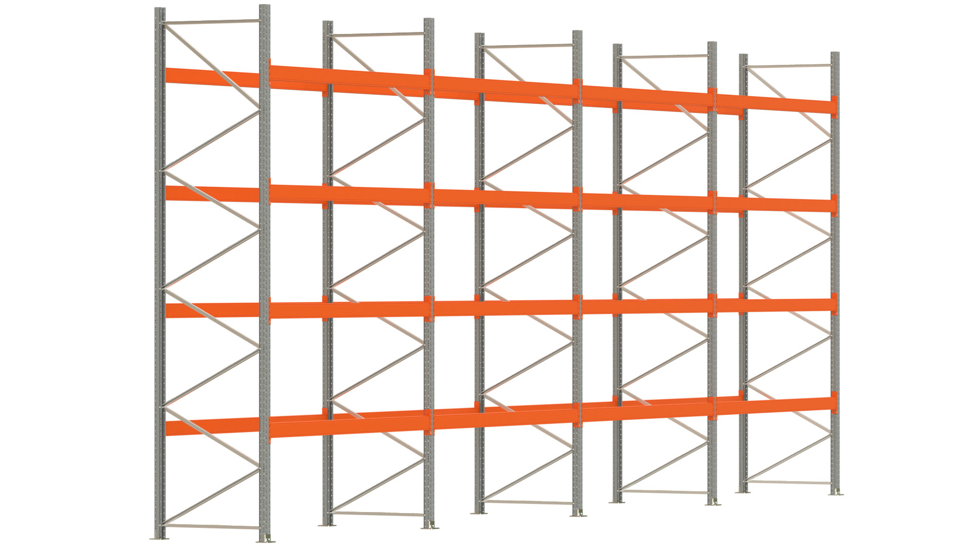 Palettenregal ARTUS - Breite 1122,5 cm - Höhe 450 cm - Tiefe 110 cm - max. Fachlast 3000 kg - 60 Palettenplätze