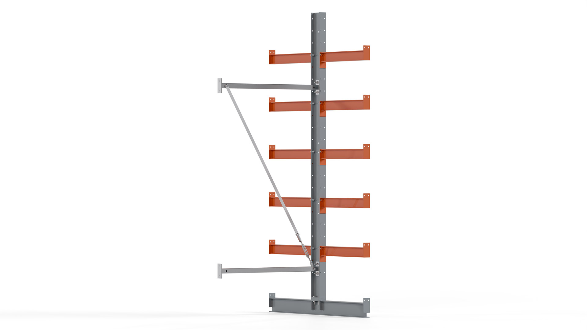 Kragarmregal KARL basic - Anbaufeld - Breite: 100 cm - Höhe: 250 cm - Tiefe: 132 cm - Traglast je Arm: 730 kg - doppelseitig
