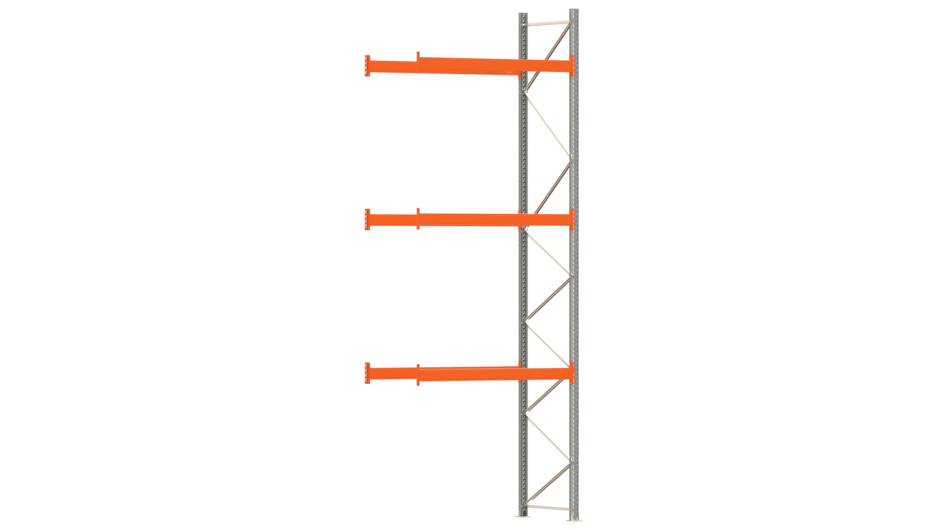Palettenregal ARTUS - Anbaufeld - Breite 198,5 cm - Höhe 550 cm - Tiefe 110 cm - 3 Träger Ebenen