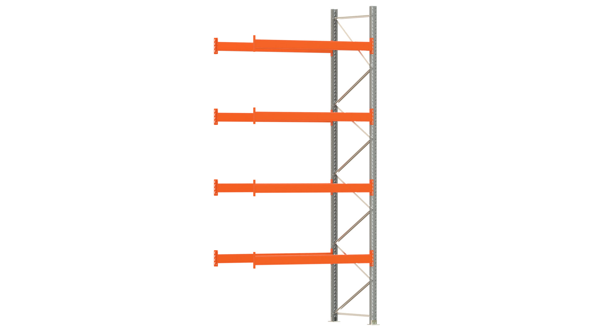 Palettenregal ARTUS - Anbaufeld - Breite 198,5 cm - Höhe 450 cm - Tiefe 110 cm - 4 Träger Ebenen
