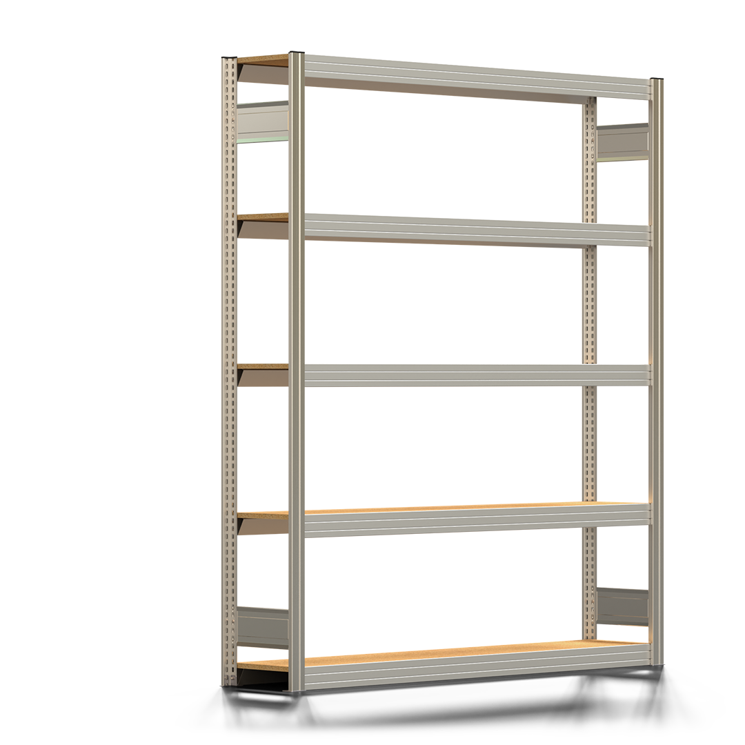 Fachbodenregal BERT - Breite: 169,5 cm - Tiefe: 30 cm - Höhe: 200 cm - 5 Böden - Grundregal