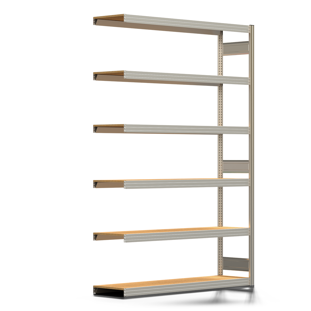 Fachbodenregal BERT - Breite: 169,5 cm - Tiefe: 40 cm - Höhe: 250 cm - 6 Böden - Anbauregal