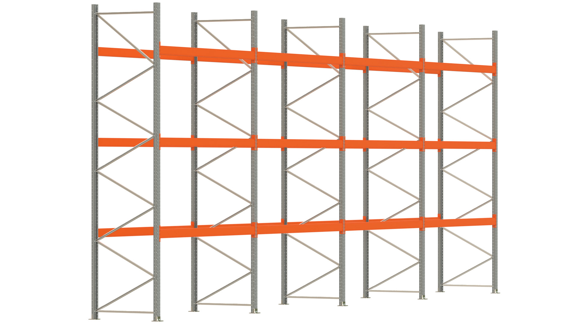 Palettenregal ARTUS - Breite 1122,5 cm - Höhe 450 cm - Tiefe 110 cm - max. Fachlast 3000 kg - 48 Palettenplätze