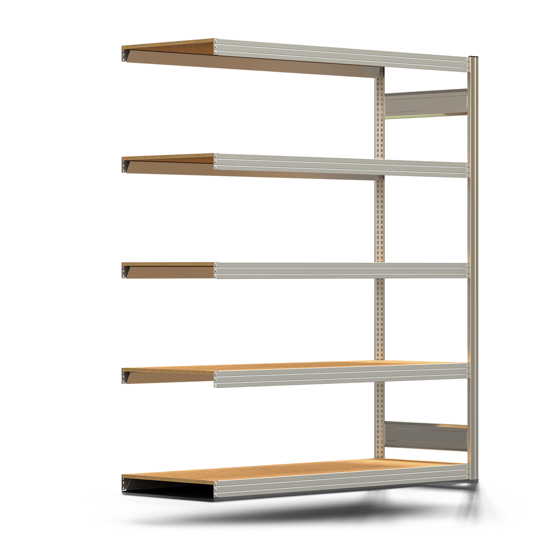 Fachbodenregal BERT - Breite: 169,5 cm - Tiefe: 60 cm - Höhe: 200 cm - 5 Böden - Anbauregal