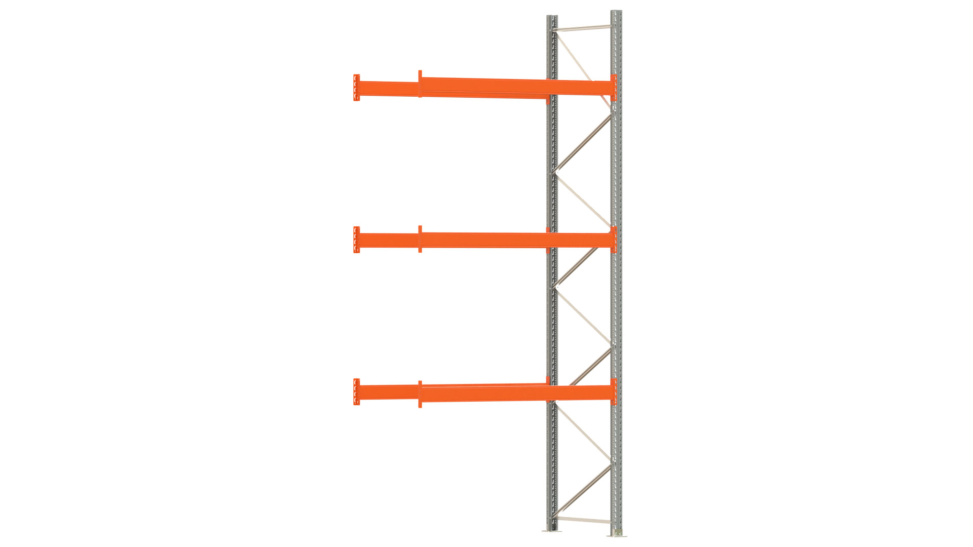 Palettenregal ARTUS - Anbaufeld - Breite 198,5 cm - Höhe 450 cm - Tiefe 110 cm - 3 Träger Ebenen