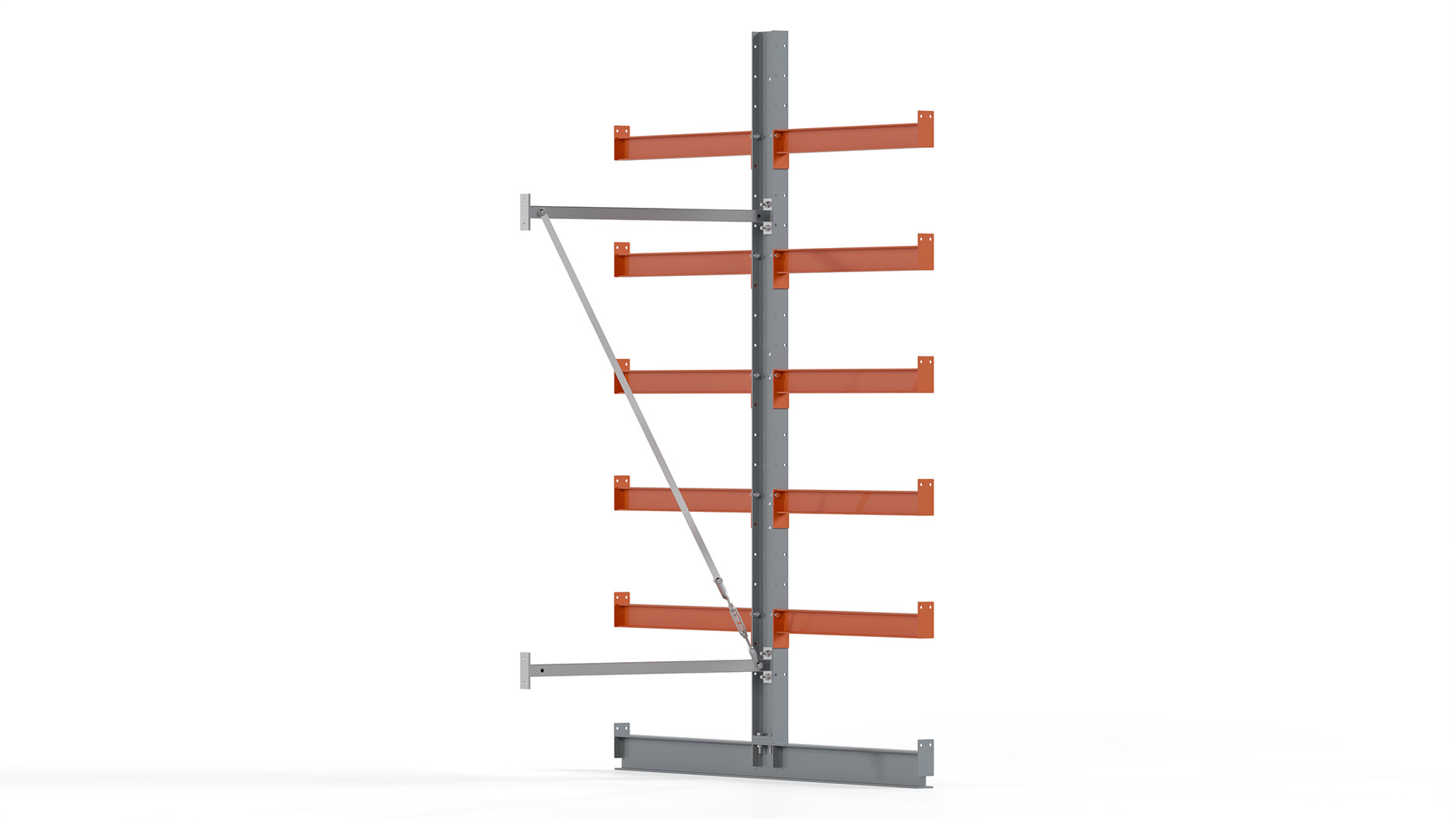 Kragarmregal KARL basic - Anbaufeld - Breite: 100 cm - Höhe: 250 cm - Tiefe: 172 cm - Traglast je Arm: 550 kg - doppelseitig