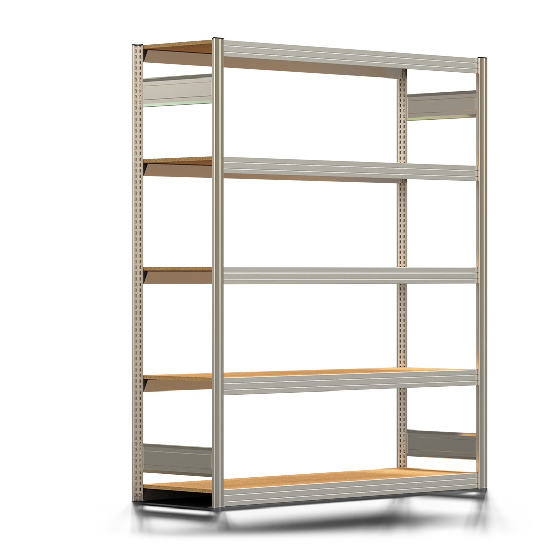 Fachbodenregal BERT - Breite: 169,5 cm - Tiefe: 50 cm - Höhe: 200 cm - 5 Böden - Grundregal