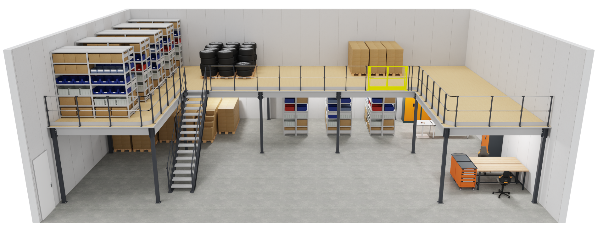 U-Bühne mit gerader Treppe